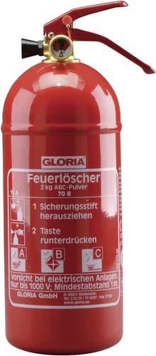Gloria PD2GAM Pulverfeuerlöscher mit Manometer 2kg Brandklasse: A, B, C Inhalt 1St. von Gloria