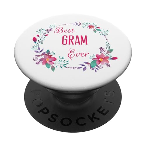 „Best Gram Ever“ mit pinkem Blumenmuster, lustiges Geschenk für Tante, Großmutter, Mutter PopSockets Klebender PopGrip von Glorious Grandma Names