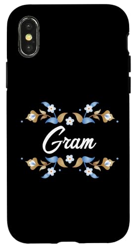 Gram Floral Blue Gold White Ornament Rahmen Tante Oma Mama Hülle für iPhone X/XS Gram Floral Blue Gold White Ornament Rahmen Tante Oma Mama Hülle für iPhone X/XS von Glorious Grandma Names