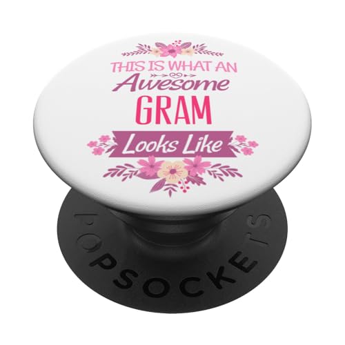 "This Is What An Awesome Gram Looks Like", florales Geschenk für Oma PopSockets Klebender PopGrip von Glorious Grandma Names