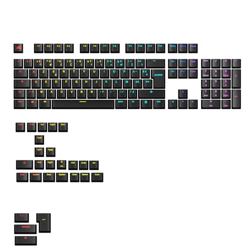 Glorious Gaming – GPBT Backlit-Tastenkappen (Schwarz), lichtdurchlässige Legenden, für mechanische Tastaturen der Größen 100%, 75%, 65%, 60% sowie ANSI & ISO – Französische AZERTY-Belegung von Glorious