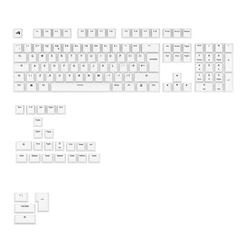 Glorious Gaming – GPBT Basics (Classic White PBT-Tastenkappen), 8 Farben, farbechter Sublimationsdruck, für mechanische Keyboards der Größen 100%, 75%, 65%, 60% sowie – Englische QWERTY-Belegung von Glorious