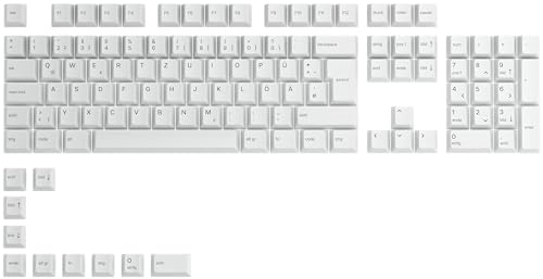 Glorious Gaming 115x GPBT-Keycaps - Cherry-Profil, äußerst widerstandsfähiger PBT-Kunststoff, optisch EIN Blickfang, überragende Akustik, Originalschrift, Deutsch Layout - Arctic White von Glorious