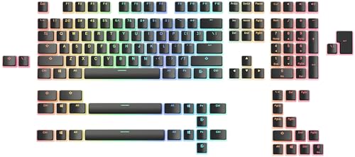 Glorious Gaming 145x Aura Keycaps V2 - PBT Pudding Keycaps, RGB-freundlich, PBT-Material für höhere Haltbarkeit & satten Sound, passt auf jeden MX-Style-Schaft, US/GB Layout - Schwarz von Glorious