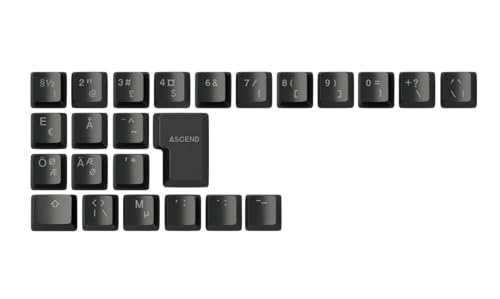 Glorious Gaming 24x ABS Doubleshot Keycaps V2 (Nordisch-Layout) - Dual Molded Design, garantiert farbecht, RGB-freundlich mit transparenter Beschriftung, passend für jeden MX-Schaft - Schwarz von Glorious PC Gaming Race