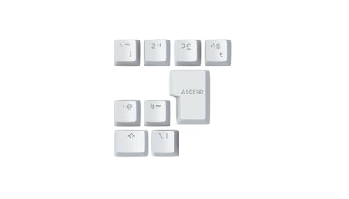 Glorious Gaming 9X ABS Doubleshot Keycaps V2 (GB-Layout) - Dual Molded Design, garantiert farbecht, RGB-freundlich mit transparenter Beschriftung, passend für jeden MX-Schaft, GB-Layout - Weiß von Glorious PC Gaming Race