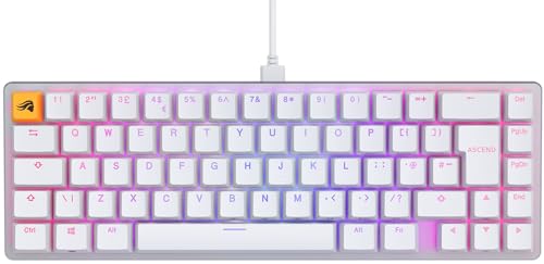 Glorious Gaming GMMK 2 Compact (65%) – Mechanisches Gaming-Keyboard, Aluminiumrahmen, anpassbar, Doubleshot-Kappen, Fox Schalter, tastenweise RGB, Englisch QWERTY Layout - Weiß von Glorious