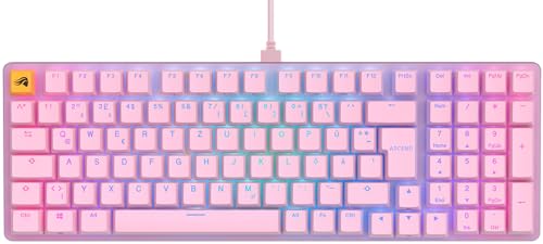 Glorious Gaming GMMK 2 Full Size (96%) – Mechanisches Gaming-Keyboard, Aluminiumrahmen, anpassbar, Doubleshot-Kappen, Fox Schalter, tastenweise RGB, Deutsch QWERTZ Layout - Rosa von Glorious