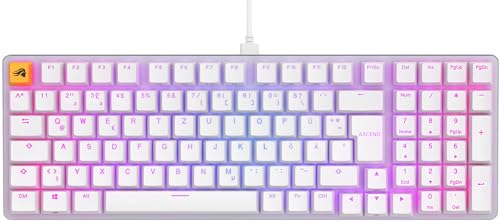 Glorious Gaming GMMK 2 Full Size (96%) – Mechanisches Gaming-Keyboard, Aluminiumrahmen, anpassbar, Doubleshot-Kappen, Fox Schalter, tastenweise RGB, Deutsch QWERTZ Layout - Weiß von Glorious