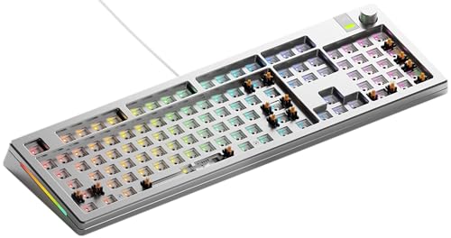 Glorious Gaming GMMK 3 PRO Barebones: Tastaturset mit Knopf, anpassbares modulares Aluminiumgehäuse & Dichtungssystem, Hot-Swap 100% Tastatur, Schalldämmung, Alu-Schalterplatte, ANSI/USA - Silber von Glorious PC Gaming Race