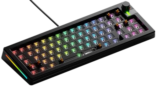 Glorious Gaming GMMK 3 PRO Barebones: Tastaturset mit Knopf, anpassbares modulares Aluminiumgehäuse & Dichtungssystem, Hot-Swap 65% Tastatur, Schalldämmung, Alu-Schalterplatte, ANSI/USA - Schwarz von Glorious