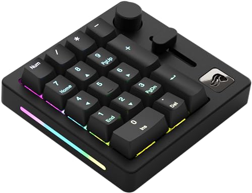 Glorious Gaming GMMK Macro Numpad – mit Kabel oder Bluetooth, Aluminium, anpassbar, programmierbarer Regler & Knopf, tastenweise RGB-Beleuchtung, lineare Schalter, 18x Doubleshot-ABS-Kappen – Schiefer von Glorious