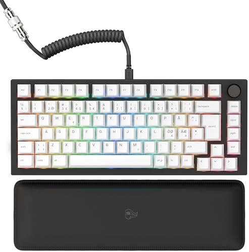 Glorious Gaming GMMK PRO 75% – Modulares mechanisches Gaming-Keyboard, TKL, Grundgerüst 1,5 kg, voll anpassbar, Spiralkabel, Handgelenkablage, PBT-Tastenkappen, Nordisch QWERTY Layout - Schwarz von Glorious