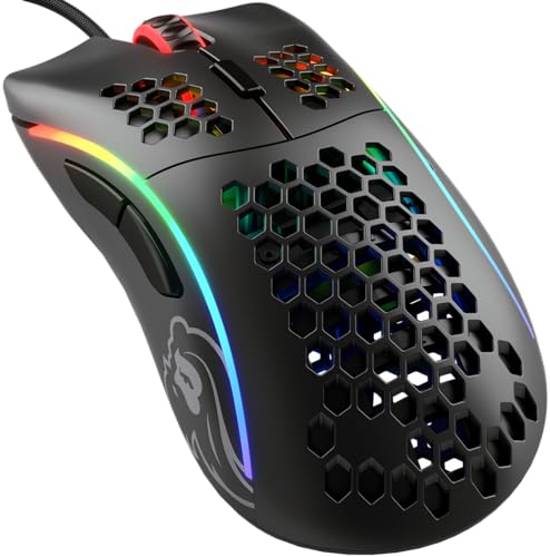 Glorious Gaming Model D Wired Gaming Mouse – superleichtes Wabendesign mit 68 g, RGB-Beleuchtung, ergonomisch, Pixart 3360 Sensor, Omron-Schaltern, PTFE-Füße, 6 Tasten – Mattschwarz von Glorious