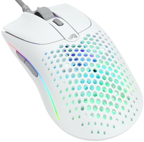 Glorious Gaming Model O 2 Wired Gaming Mouse – ultraleichte 59 g, FPS, 26.000 DPI, Motion-Sync, auf 80 Mio. Klicks ausgelegte Schalter, 6 programmierbare Tasten, beidhändig, RGB, PTFE-Füße – Weiß von Glorious