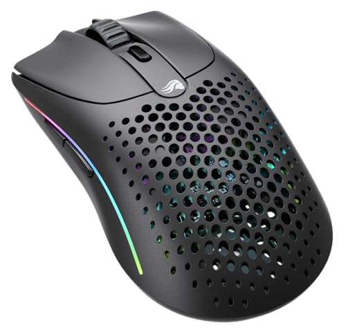 Glorious Gaming Model O 2 Wireless Gaming Mouse – 2,4 GHz & Bluetooth hybrid, superleichte 68 g, Lange Akkulaufzeit, 26 k BAMF 2.0 Sensor, RGB-Beleuchtung, beidhändig, 6 Tasten, PTFE-Füße – Schwarz von Glorious