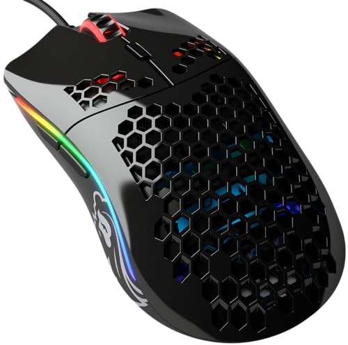 Glorious Gaming Model O Wired Gaming Mouse – superleichtes Wabendesign mit 67 g, RGB-Beleuchtung, Pixart 3360 Sensor, Omron-Schaltern, beidhändig – Glänzend Schwarz von Glorious