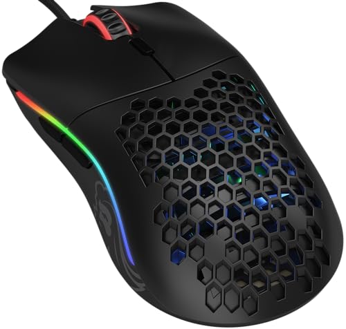 Glorious Gaming Model O Wired Gaming Mouse – superleichtes Wabendesign mit 67 g, RGB-Beleuchtung, Pixart 3360 Sensor, Omron-Schaltern, beidhändig – Mattschwarz von Glorious