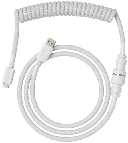 Glorious Gaming Premium Coiled Keyboard Cable - Vergoldetes USB-A (PC) auf USB-C (Tastatur), Schutz vor Kabelsalat, doppelt geflochtene Ummantelung, 5-poliger Aviator-Stecker - Ghost White von Glorious