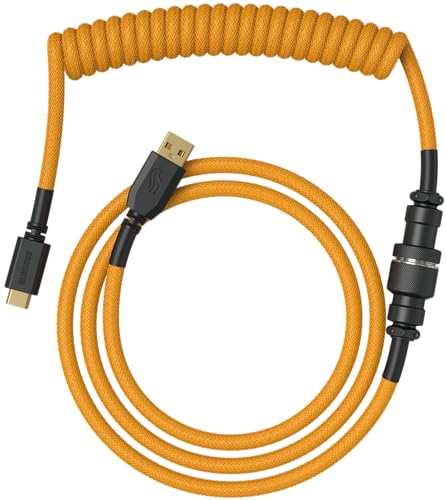 Glorious Gaming Premium Coiled Keyboard Cable - Vergoldetes USB-A (PC) auf USB-C (Tastatur), Schutz vor Kabelsalat, doppelt geflochtene Ummantelung, 5-poliger Aviator-Stecker - Glorious Gold von Glorious PC Gaming Race