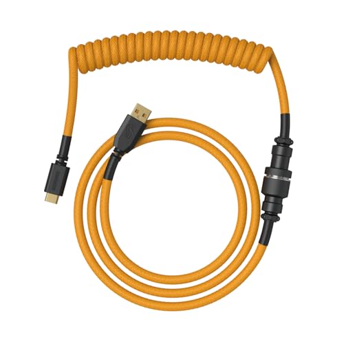 Glorious Gaming Premium Coiled Keyboard Cable - Vergoldetes USB-A (PC) auf USB-C (Tastatur), Schutz vor Kabelsalat, doppelt geflochtene Ummantelung, 5-poliger Aviator-Stecker - Glorious Gold von Glorious