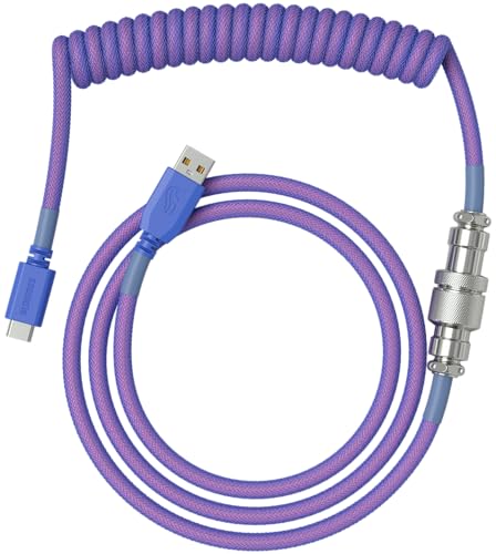 Glorious Gaming Premium Coiled Keyboard Cable - Vergoldetes USB-A (PC) auf USB-C (Tastatur), Schutz vor Kabelsalat, doppelt geflochtene Ummantelung, 5-poliger Aviator-Stecker - Nebula von Glorious PC Gaming Race