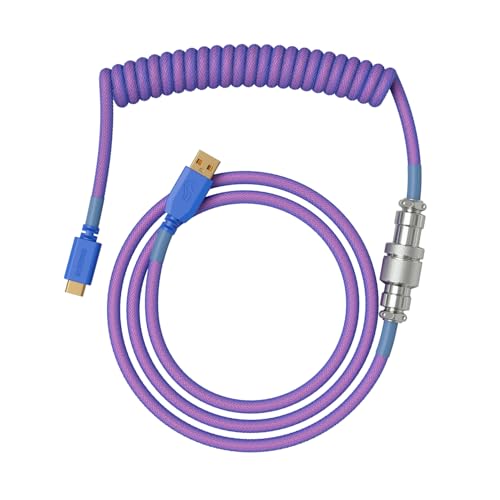 Glorious Gaming Premium Coiled Keyboard Cable - Vergoldetes USB-A (PC) auf USB-C (Tastatur), Schutz vor Kabelsalat, doppelt geflochtene Ummantelung, 5-poliger Aviator-Stecker - Nebula von Glorious PC Gaming Race