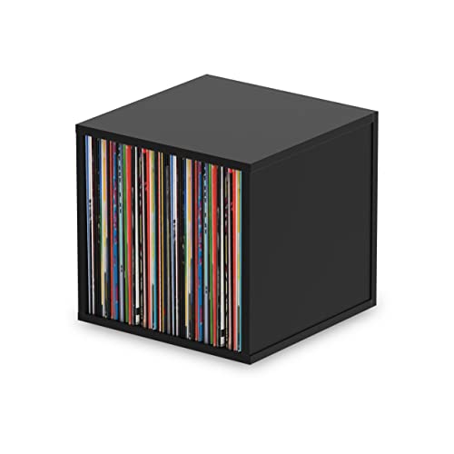 Glorious Record Box black 110 - bis zu 110 Platten im 12''-Format, Problemlos stapelbar, optisch abgestimmt, Lieferung ohne Dekoration, schwarz von Glorious