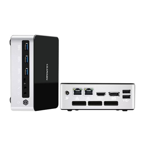 Glovary Mini PC 13th Gen Core i5 1340P (12C16T, bis zu 4.60 GHz) Windows 11 Pro, DDR5 64GB RAM 1TB NVMe SSD, Micro Desktop Computer Dual LAN, Iris Xe, 5USB, HD, DP, Type-C, WiFi6, BT5.2 von Glovary