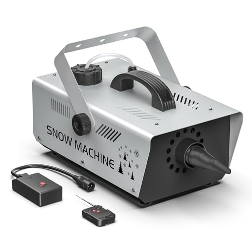 Schneemaschine 1000W, Schaummaschine mit Fernbedienung und kabelgebundener Steuerung, 1L Tank für Weihnachten, Hochzeiten, Fotografie, Partys, Kinderbühnen, Paraden von Glowingstage