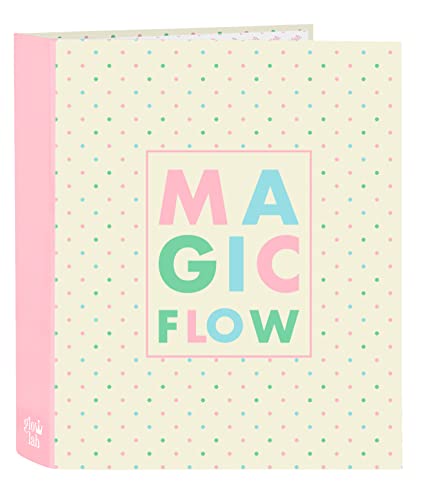 Glowlab Magic Flow Ringbuch mit 4 Ringen, ideal für Kinder verschiedener Altersgruppen, bequem und vielseitig, Qualität und Stärke, 27 x 6 x 33 cm, Beige von Glowlab