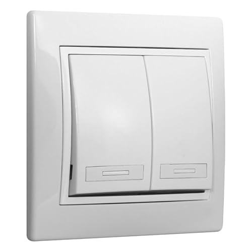 Doppelschalter/Schalter weiß 10A 250V, kompletter Mechanismus, 83 x 81 x 10 mm Doppelschalter/Schalter weiß 10A 250V, kompletter Mechanismus, 83 x 81 x 10 mm von Glowster