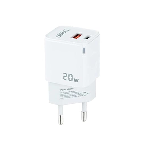 Glowster Wandladegerät USB-C/PD und USB-A/QC, 20 W, Weiß, ideal zum schnellen Laden von mobilen Geräten und elektronischem Zubehör. Glowster Wandladegerät USB-C/PD und USB-A/QC, 20 W, Weiß, ideal zum schnellen Laden von mobilen Geräten und elektronischem Zubehör. von Glowster