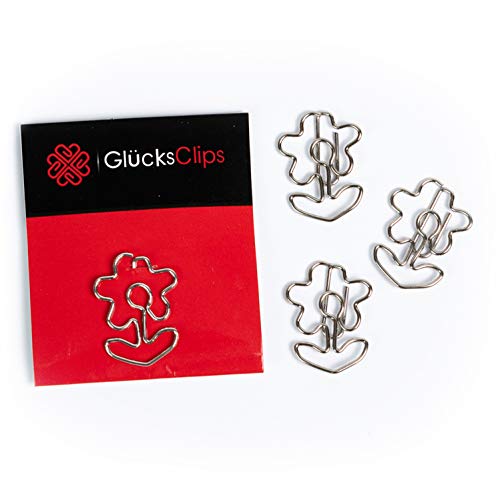 Büroklammern, 11x Büroklammer Motiv Blume, als Deko oder Lesezeichen. Paperclip I Paper Clips, Briefklammer oder Bookmark, für Büro oder Zuhause, C035 von GlückClips