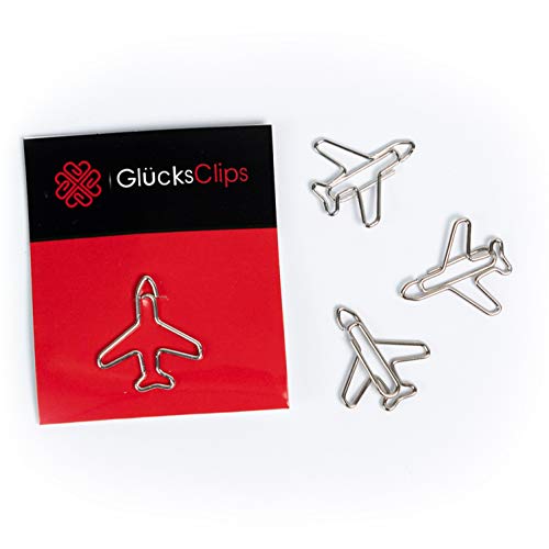 Büroklammern, 11x Büroklammer Motiv Flugzeug, als Deko oder Lesezeichen. Paperclip I Paper Clips, Briefklammer oder Bookmark, für Büro oder Zuhause, C022 von GlückClips