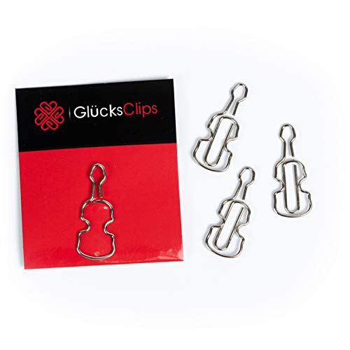 Büroklammern, 11x Büroklammer Motiv Geige, als Deko oder Lesezeichen. Paperclip I Paper Clips, Briefklammer oder Bookmark, für Büro oder Zuhause, C030 von GlückClips