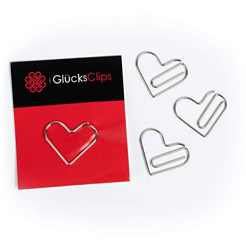 Büroklammern, 11x Büroklammer Motiv Herz, als Deko oder Lesezeichen. Paperclip I Paper Clips, Briefklammer oder Bookmark, für Büro oder Zuhause, C016 von GlückClips