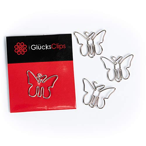 Büroklammern, 11x Büroklammer Motiv Schmetterling, als Deko oder Lesezeichen. Paperclip I Paper Clips, Briefklammer oder Bookmark, für Büro oder Zuhause, C013 von GlückClips