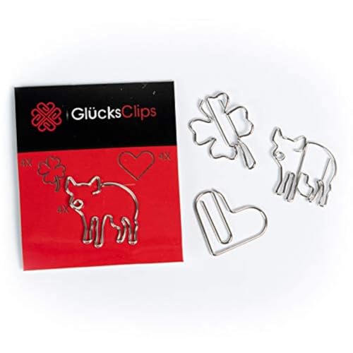 Büroklammern Set, 12x Büroklammer mit 3 Glücksbringermotiven, als Deko oder Lesezeichen. Papercli I Paper Clips, Briefklammer oder Bookmark, für Büro oder Zuhause, S003 Büroklammern Set, 12x Büroklammer mit 3 Glücksbringermotiven, als Deko oder Lesezeichen. Papercli I Paper Clips, Briefklammer oder Bookmark, für Büro oder Zuhause, S003 von GlückClips