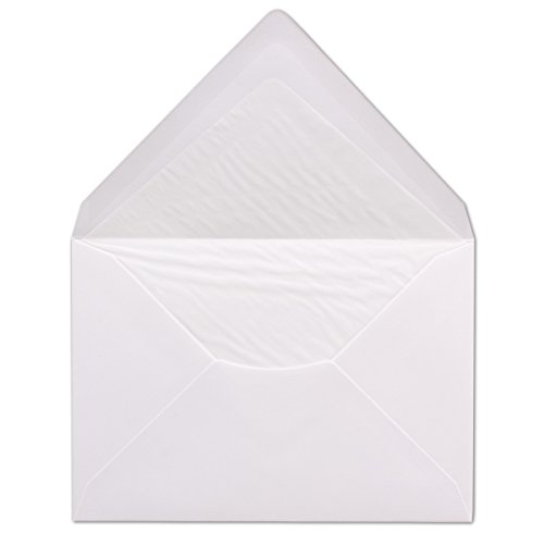 100 Briefumschläge DIN C6 - Weiß gefüttert mit weißem Seidenpapier - 11,4 x 16,2 cm - 100 g/m² Nassklebung Brief-Hüllen von Ihrem Glüxx-Agent von Glüxx-Agent