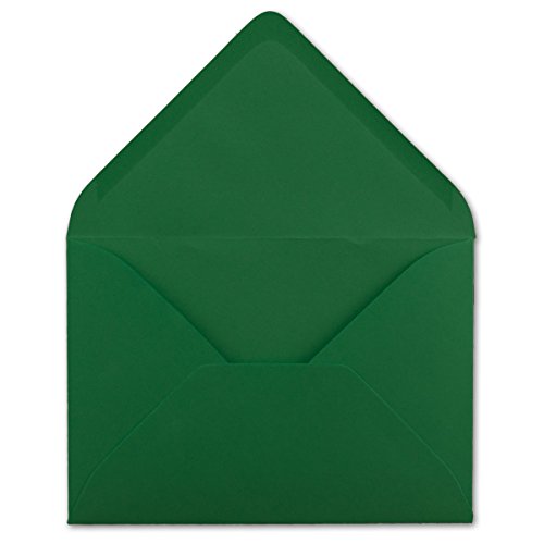 100 DIN C6 Briefumschläge Dunkelgrün - 11,4 x 16,2 cm - 120 g/m² Nassklebung Brief-Hüllen ohne Fenster für Einladungen von Ihrem Glüxx-Agent von Glüxx Agent