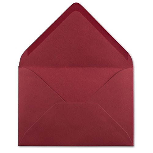 100 DIN C6 Briefumschläge Dunkelrot - 11,4 x 16,2 cm - 120 g/m² Nassklebung Brief-Hüllen ohne Fenster für Einladungen von Ihrem Glüxx-Agent von Glüxx Agent