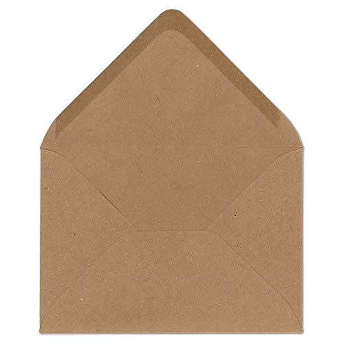 100 DIN C6 Briefumschläge Kraftpapier Braun - 11,4 x 16,2 cm - 120 g/m² Nassklebung Brief-Hüllen ohne Fenster für Einladungen von Ihrem Glüxx-Agent von Glüxx Agent