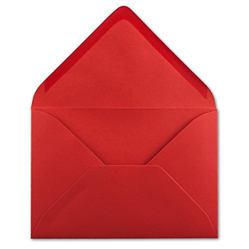100 DIN C6 Briefumschläge Rot - 11,4 x 16,2 cm - 120 g/m² Nassklebung Brief-Hüllen ohne Fenster für Einladungen von Ihrem Glüxx-Agent von Glüxx Agent