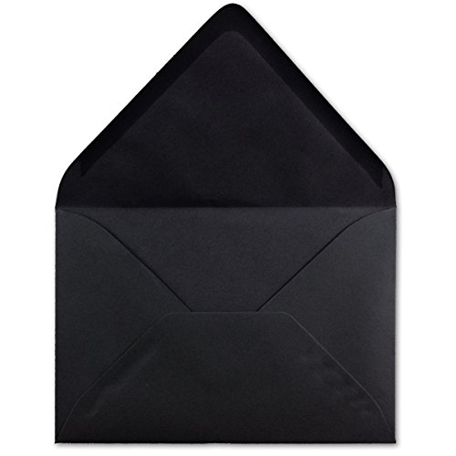 100 DIN C6 Briefumschläge Schwarz - 11,4 x 16,2 cm - 120 g/m² Nassklebung Brief-Hüllen ohne Fenster für Einladungen von Ihrem Glüxx-Agent von Glüxx Agent