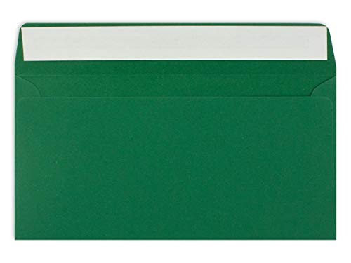 100 DIN Lang Brief-Umschläge Dunkelgrün - 11 x 22 cm - 120 g/m² Haftklebung Standard Brief-Kuverts für Taufe & Einladungen von Ihrem Glüxx-Agent von Glüxx-Agent