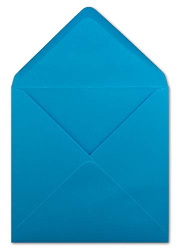 100 Quadratische Briefumschläge Azurblau - 15,5 x 15,5 cm - 100 g/m² Nassklebung spitze Klappe - aus der Serie Colours-4-you - Glüxx-Agent von Glüxx Agent