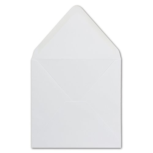 100 Stück Briefumschläge Weiss - Quadratisch 14 x 14 cm - Nassklebung - Spitze Verschlussklappe - ideal für Weihnachten, Hochzeit & Einladungen - Glüxx-Agent von Glüxx-Agent