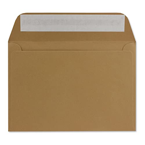 1000 DIN C6 Brief-Umschläge Kraftpapier Braun - 11,4 x 16,2 cm - 90 Gramm Haftklebung Standard Brief-Kuverts für Taufe & Einladungen von Ihrem Glüxx-Agent von Glüxx-Agent