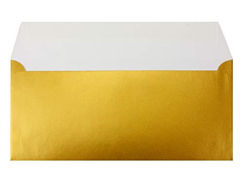 1000 DIN Lang Brief-Umschläge Gold - 11 x 22 cm - 90 g/m² Haftklebung Standard Brief-Kuverts für Taufe & Einladungen von Ihrem Glüxx-Agent von Glüxx-Agent